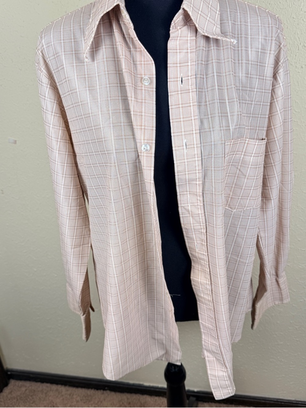 Vintage 1970s JC Penny Towncraft Men’s Medium Plaid Shirt Disco Era Buttondown